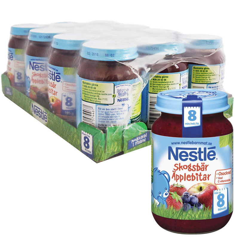 Hel Låda Barnmat Skogsbär & Äpplebitar 12 x 195g - 39% rabatt