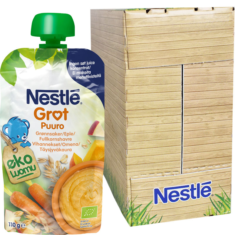 Eko Hel Låda Barnmat Gröt "Grönsaker & Äpple" 6 x 110g - 38% rabatt