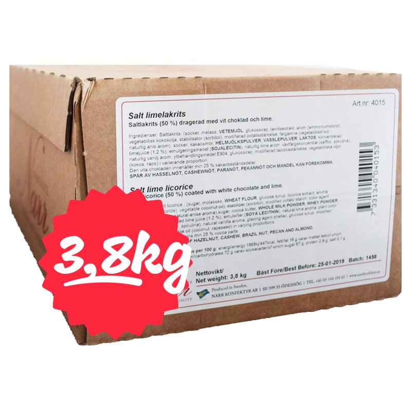 Hel Låda Saltlakrits Lime 3,8kg - 74% rabatt