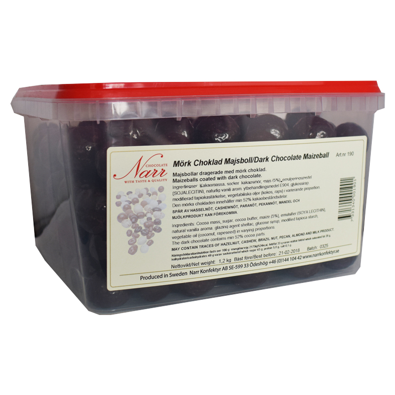 Hel Låda Mörk Choklad Majsboll 1,2kg - 38% rabatt