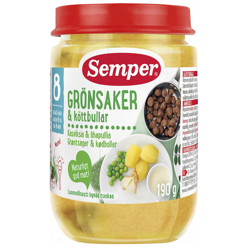 Barnmat "Grönsaker & Köttbullar" 190g - 22% rabatt