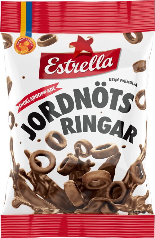 Estrella Chokladdoppade Jordnötsringar 100g