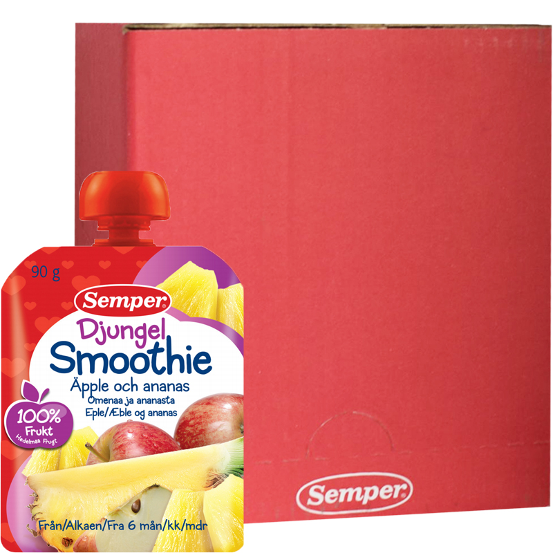 Hel Låda Barnmat Djungelsmoothie Äpple & Ananas 12 x 90g - 17% rabatt