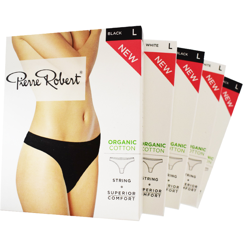 Trosor String Bomull L Vit & svart 5-pack - 75% rabatt