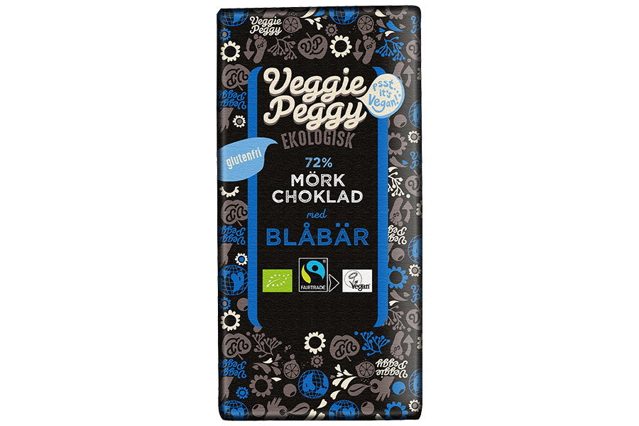Veggie Peggy Mörk Choklad - Blåbär 85g