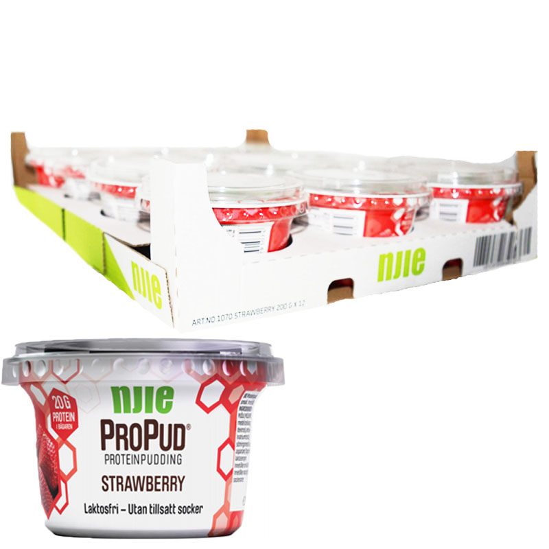 Hel Låda Proteinpudding Jordgubb 12 x 200g - 28% rabatt