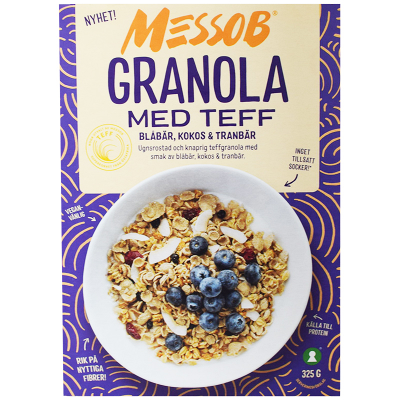 Granola Teff Blåbär, Kokos & Tranbär 325g - 62% rabatt