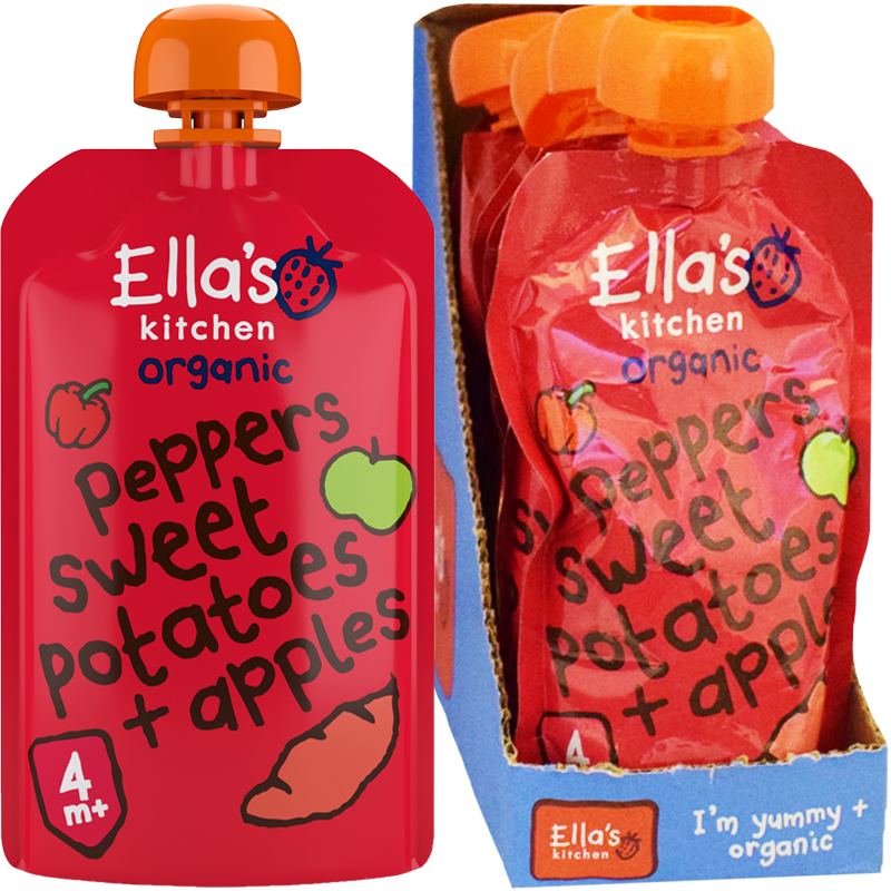 Hel Låda Barnmat Röd paprika, Sötpotatis & Äpplen 7-pack - 53% rabatt