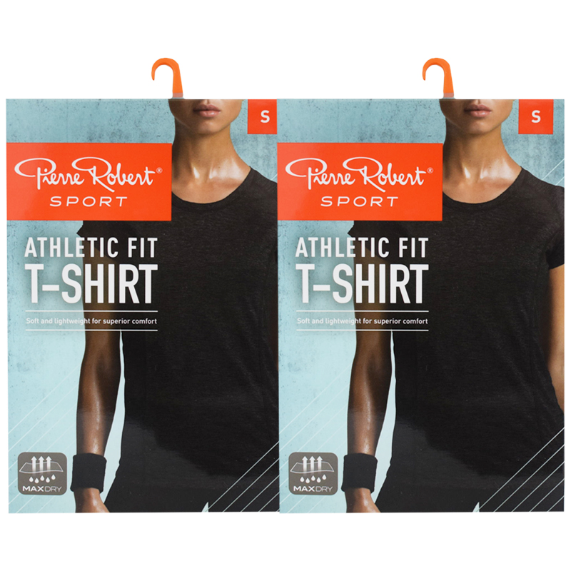 T-shirt Athletic Fit Black Melange Small 2-pack - 70% rabatt