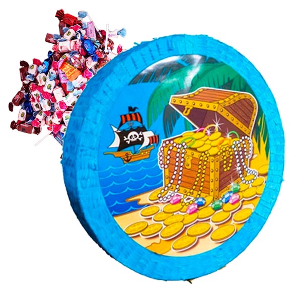 PIÑATA SKATTKISTA BLÅ + 1 kg godis