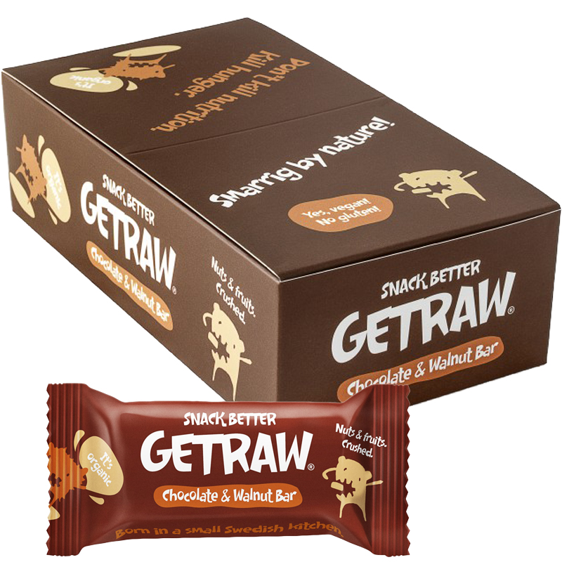 Hel Låda Rawbars "Chocolate & Walnut" 12 x 48g - 47% rabatt