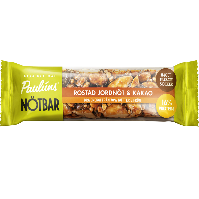 Pauluns Nötbar - Rostad jordnöt & Kakao 35g - 56% rabatt