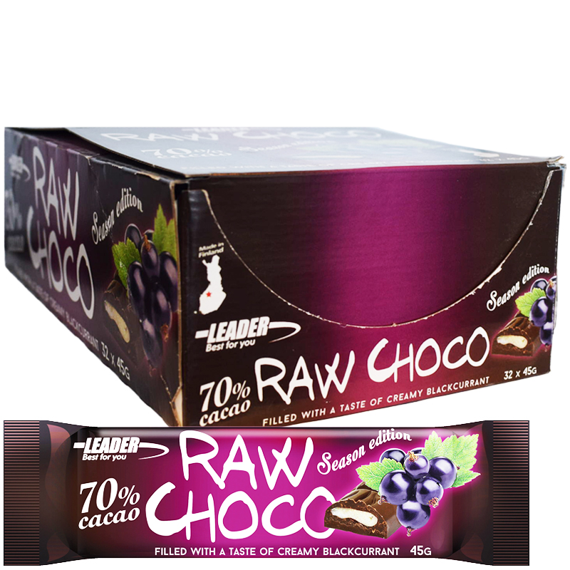 Hel Låda Råchokladbars "Blackcurrant" 32 x 45g - 77% rabatt