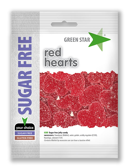 Green Star Sugar Free Red Hearts 80g