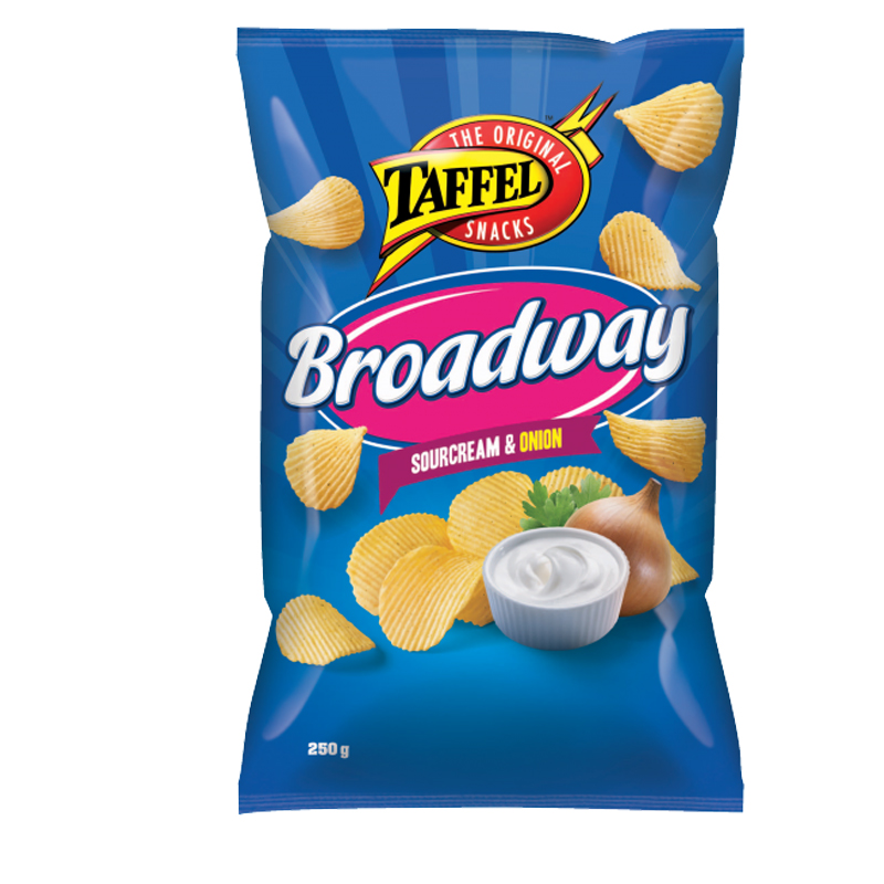 Chips "Broadway Sourcream & Onion" 250g - 40% rabatt