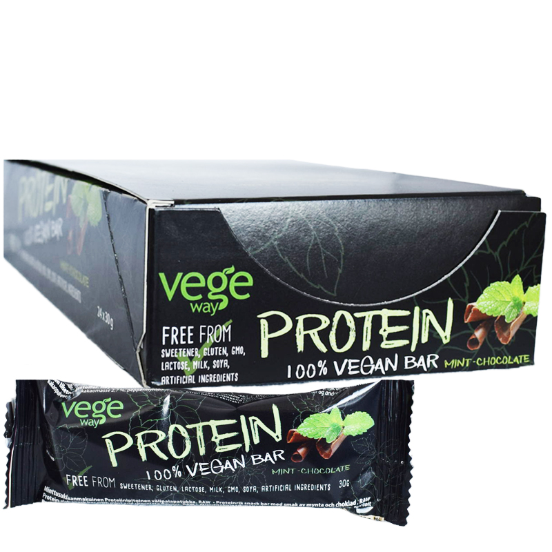 Hel Låda Veganbars "Mint Chocolate" 24 x 30g - 68% rabatt