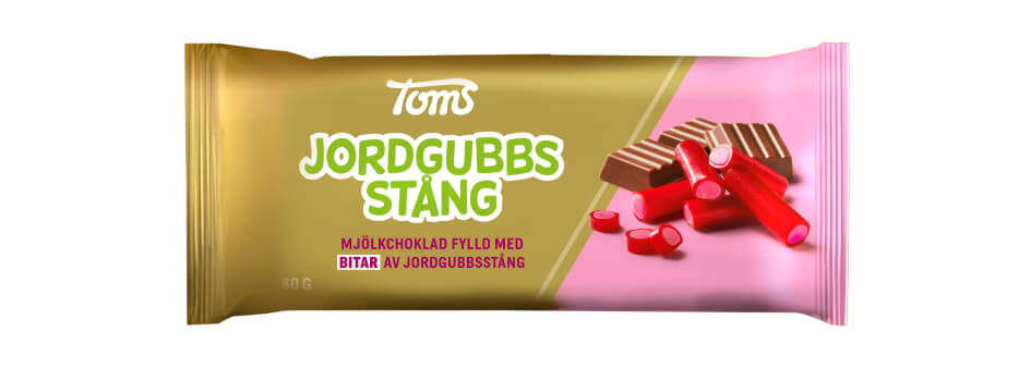 Toms Jordgubbsstång Choklad 80g