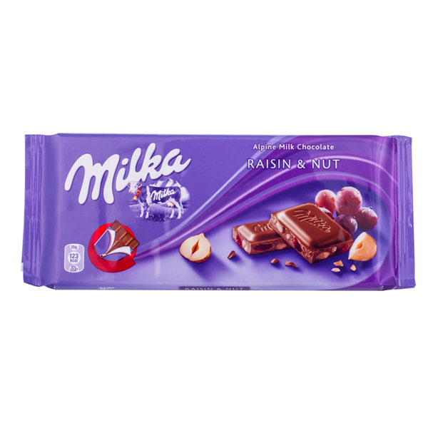 HEL LÅDA MILKA RAISIN NUTS 100G