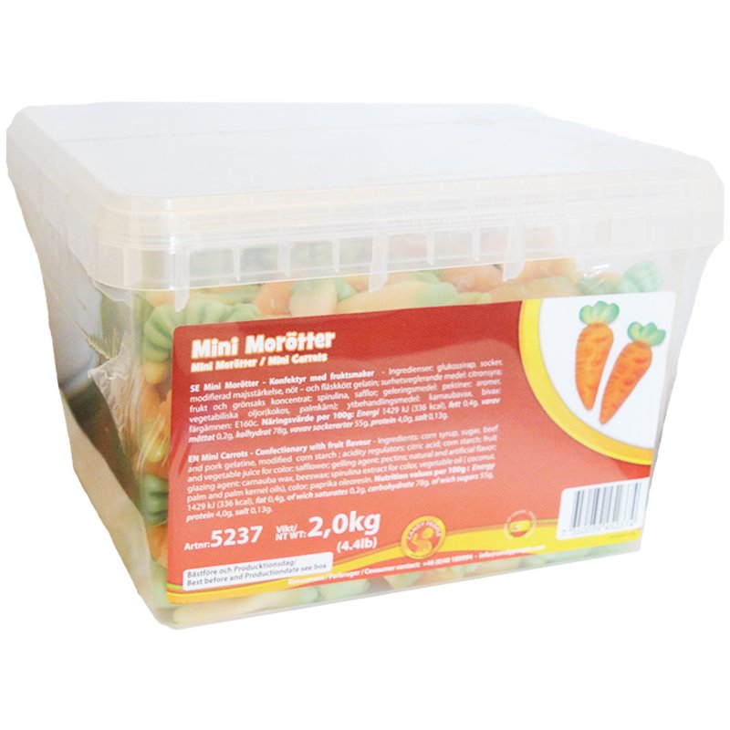 Hel Låda Godis Minimorötter 2kg - 43% rabatt