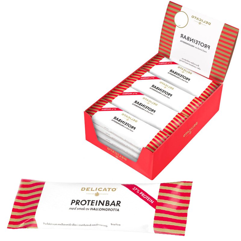 Hel Låda Proteinbar "Hallongrotta" 20 x 55g - 38% rabatt