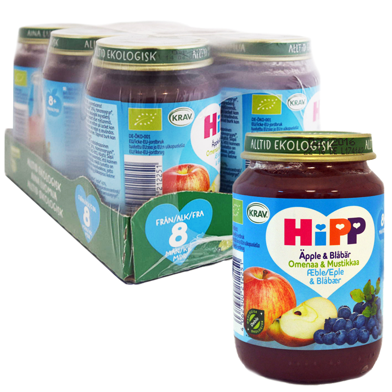 Hel Låda Barnmat Äpple & Blåbär 6 x 190g - 46% rabatt