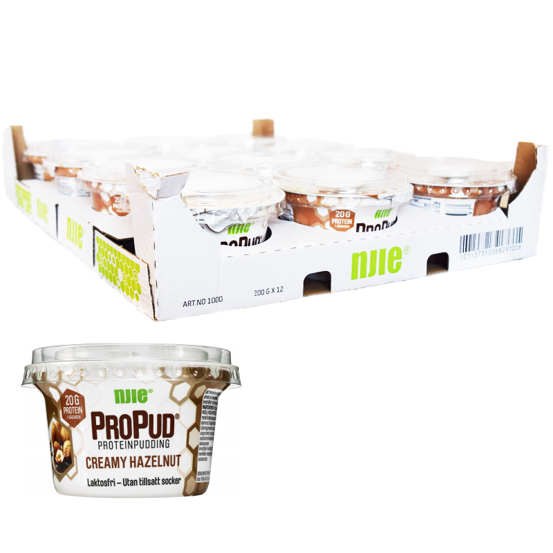 Hel Låda Proteinpudding Hasselnöt 12 x 200g - 45% rabatt