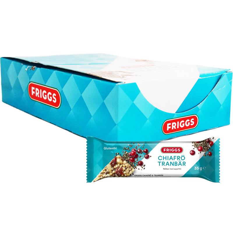 Hel Låda Nötbars Chiafrön & Tranbär 18 x 35g - 67% rabatt