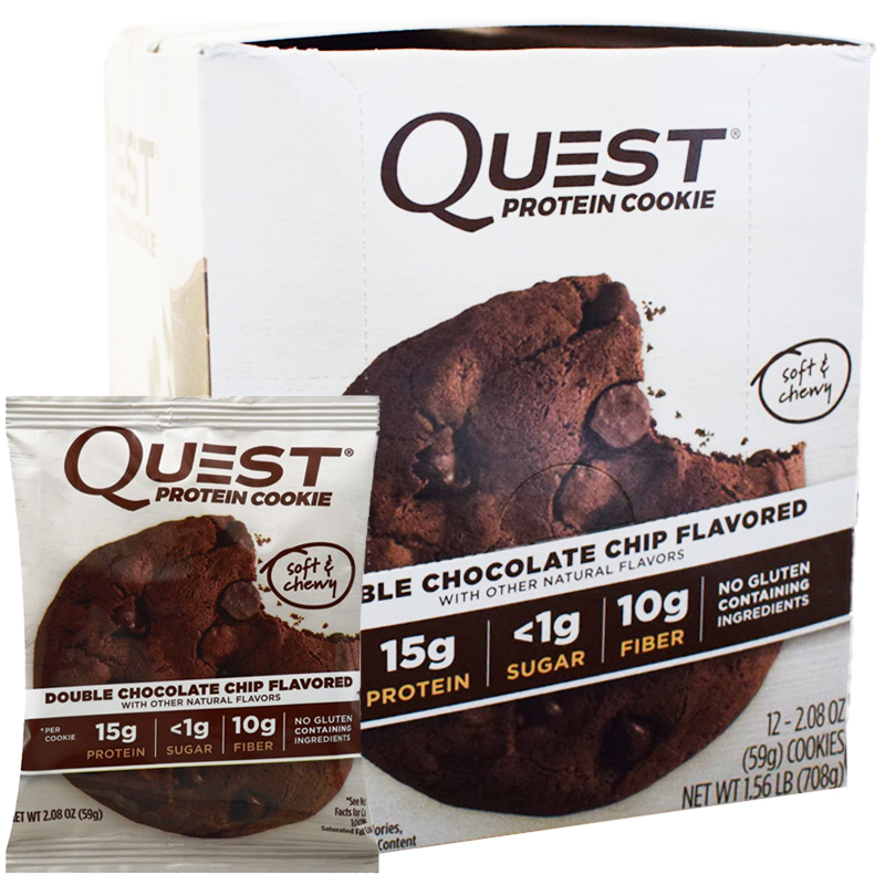 Hel Låda Proteinkakor "Double Chocolate Chip" 12 x 59g - 50% rabatt