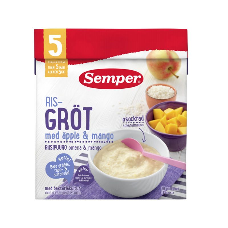 Hel Låda Barnmat Risgröt Äpple & Mango 480 g - 37% rabatt
