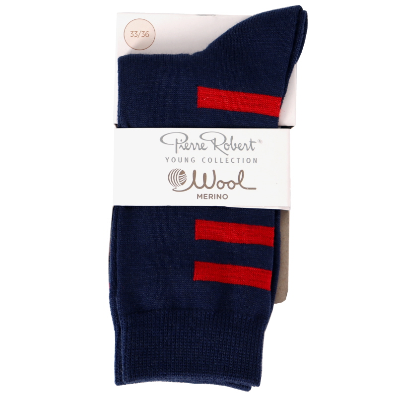 Ullstrumpor Navy Röd stlk 33-36 - 58% rabatt