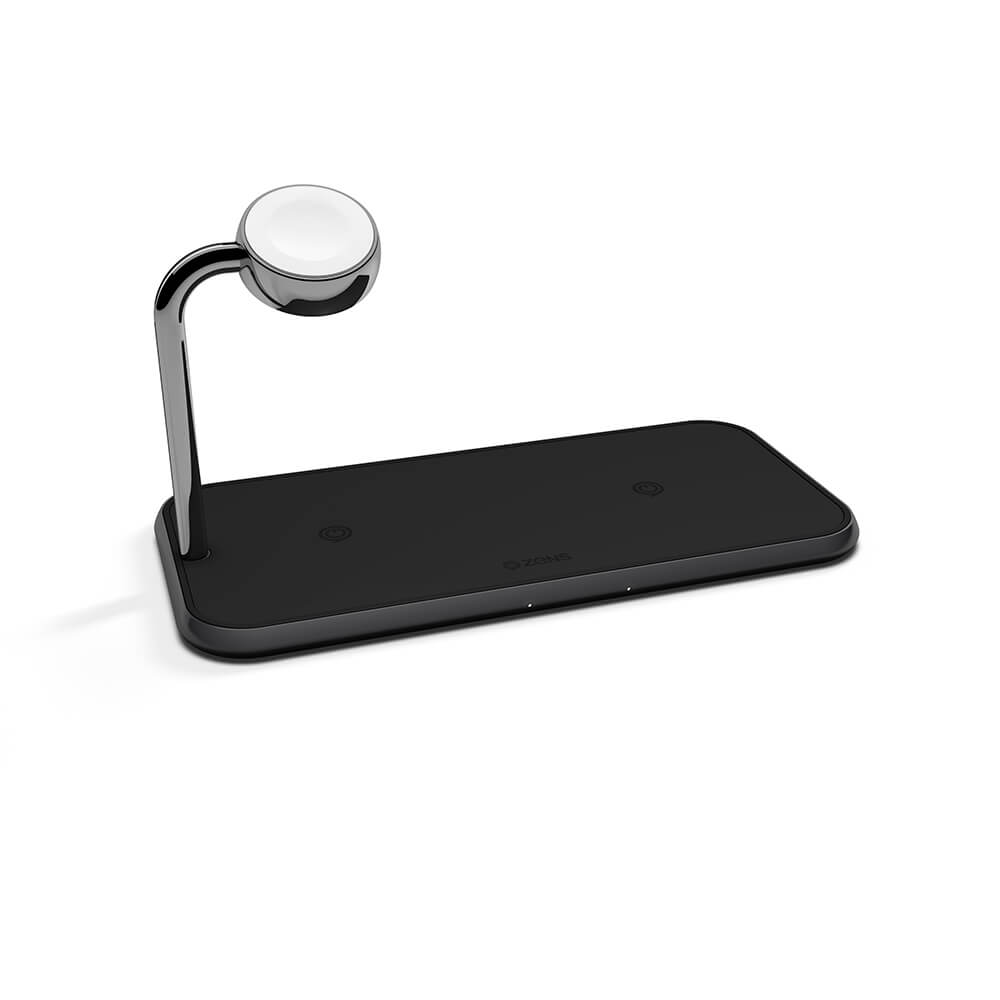 ZENS Triple Aluminium Trådlös QI Laddare med Apple Watch laddare - Svart