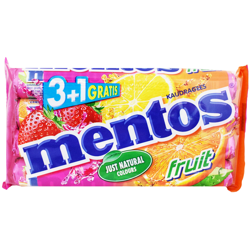 Godis "Mentos Fruit" 4 x 38g - 40% rabatt