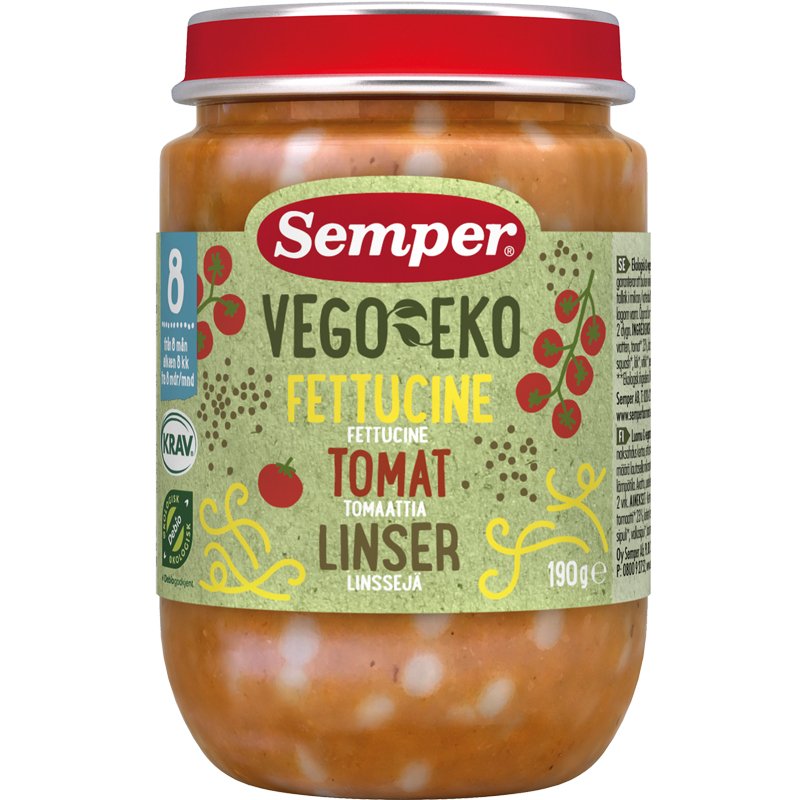Barnmat Fettucine Tomat & Linser Eko - 26% rabatt