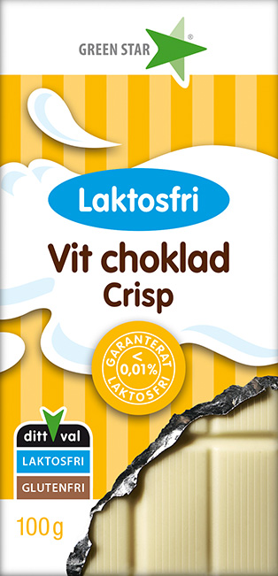 Green Star Laktosfri Vit choklad med crisp 100g