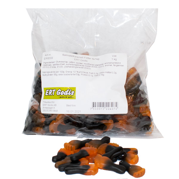 Salmiak karamell fötter 1 kg påse