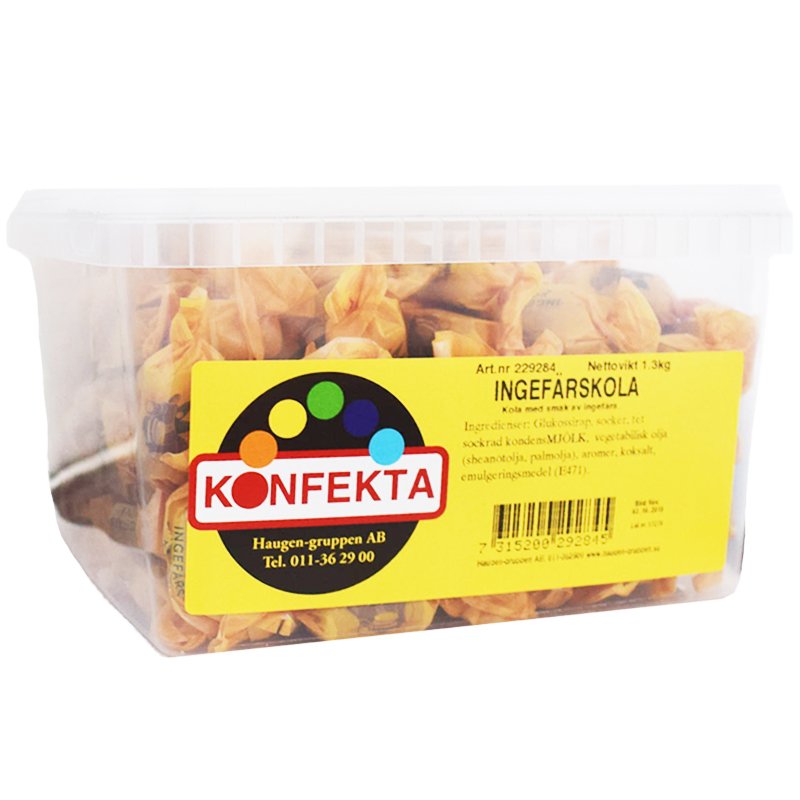 Hel Låda Godis Ingefärskola 1,3kg - 55% rabatt