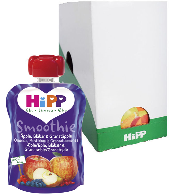 Hel Låda Barnmat Äpple, Blåbär & Granatäpple 6 x 90g - 27% rabatt